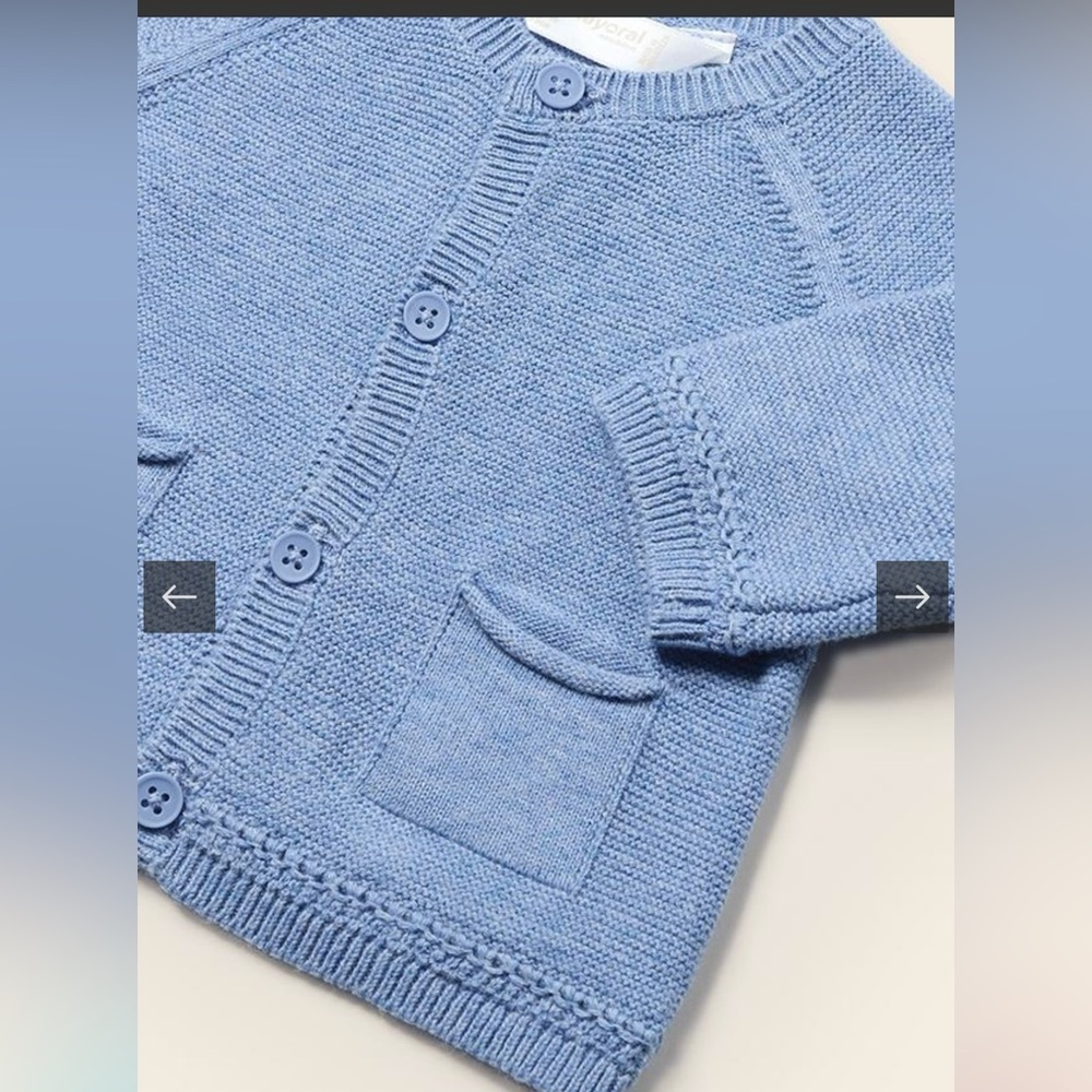 Mayoral unisex light blue cardigan newborn - 12m.